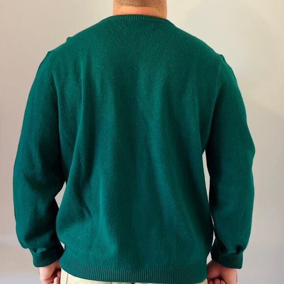 Polo Ralph Lauren | Green Lambswool V-Neck Oversized Sweater | Men's Size XL - Picture 2 of 10